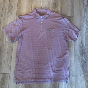 Peter Millar Blue and Orange Fishers Island Striped Polo Shirt